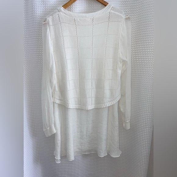 Women’s Simply‎ Couture white boho knit sweater vest with Tunic lining sz medium - Picture 10 of 11